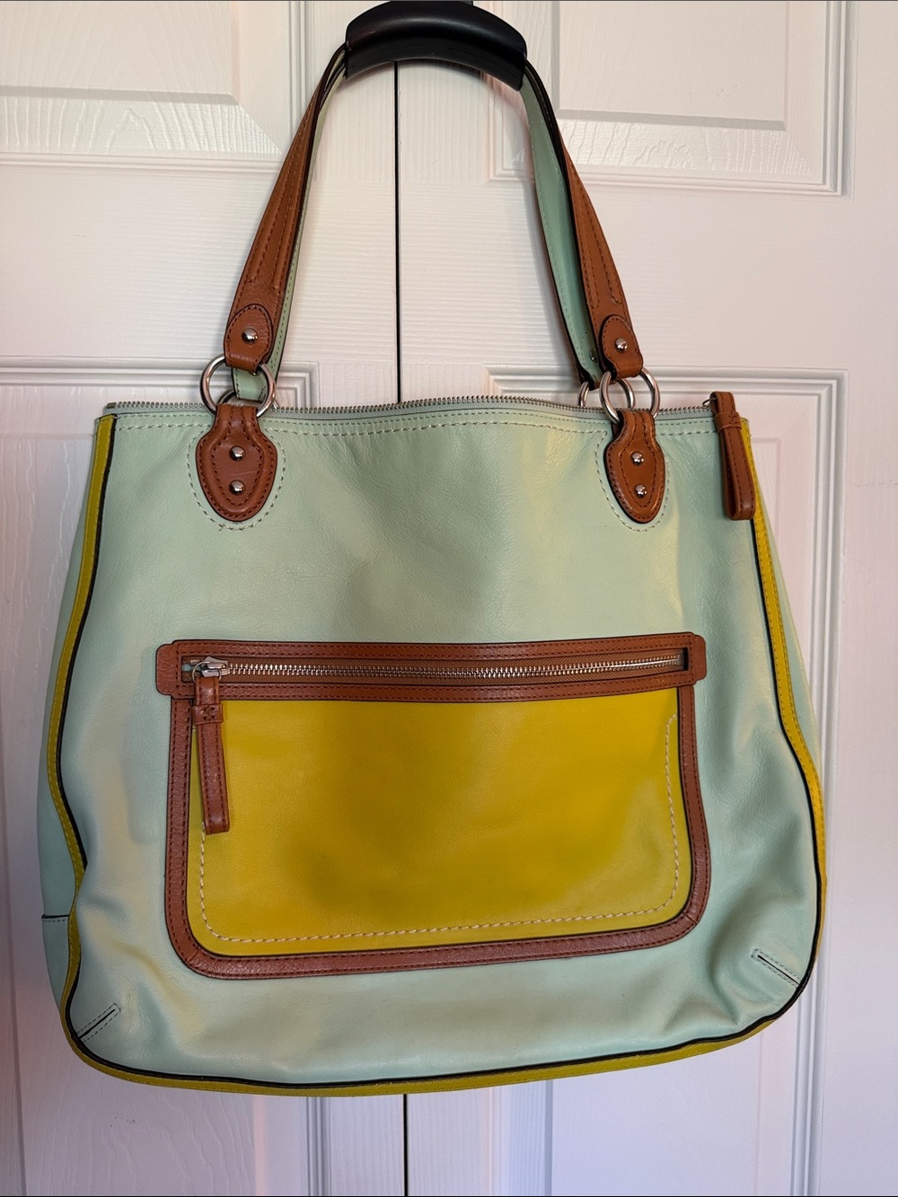Coach Legacy Weekend Colorblock Leather Hallie Tote